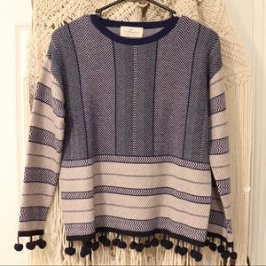 Pom Pom striped blue sweater